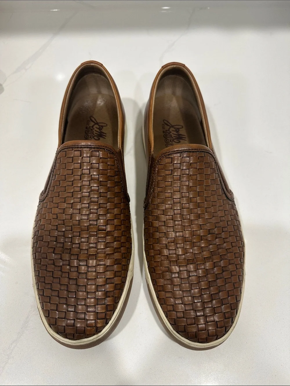 Johnston & Murphy Brown Woven Leather Slip-On Loafers